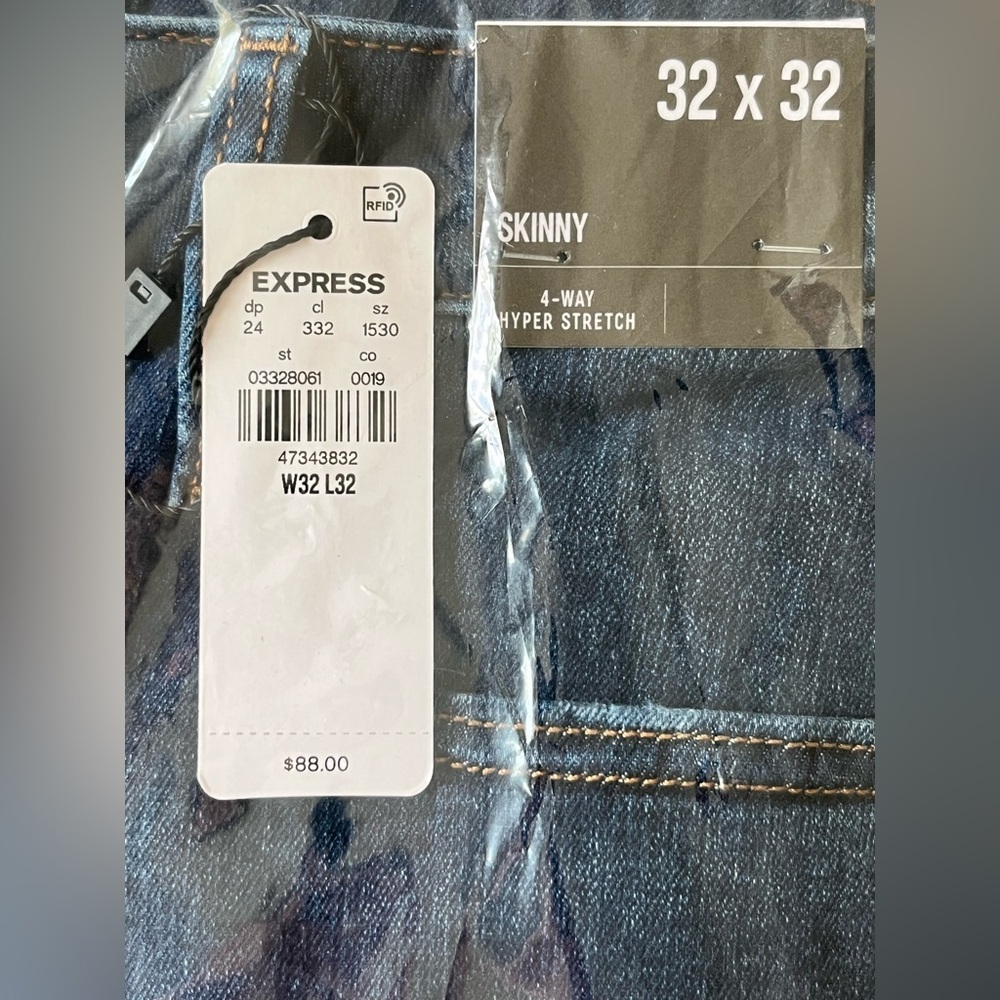 Express Men's Skinny Jeans Dark Medium Wash Stretch 32x32